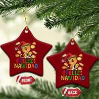 Funny Mexican Cat Xmas Ceramic Ornament Feliz Navidad Sombrero Kitty Xmas - Wonder Print Shop
