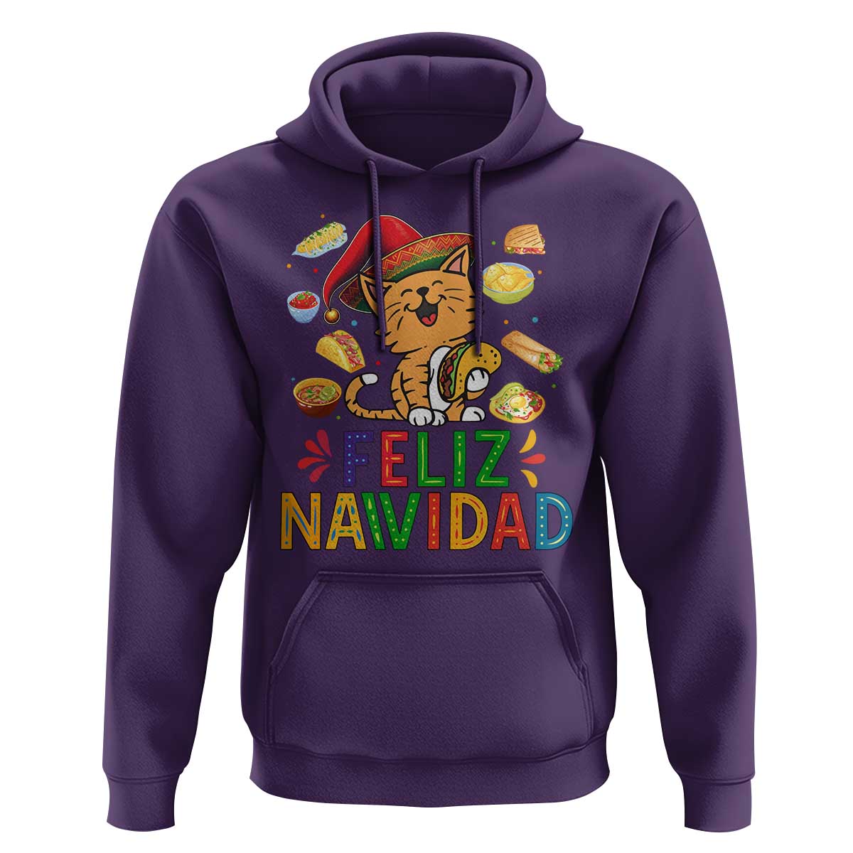 Funny Mexican Cat Christmas Hoodie Feliz Navidad Sombrero Kitty Xmas - Wonder Print Shop