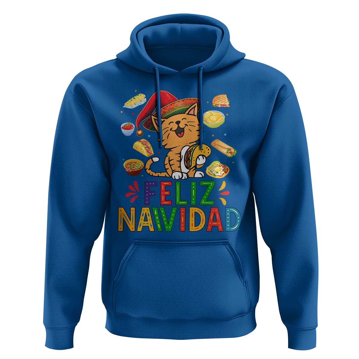 Funny Mexican Cat Christmas Hoodie Feliz Navidad Sombrero Kitty Xmas - Wonder Print Shop