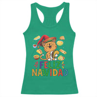 Funny Mexican Cat Christmas Racerback Tank Top Feliz Navidad Sombrero Kitty Xmas - Wonder Print Shop