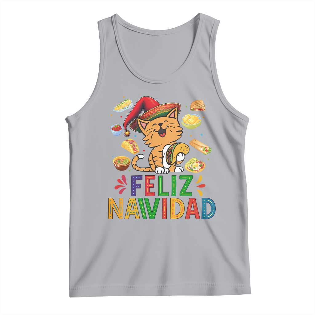 Funny Mexican Cat Christmas Tank Top Feliz Navidad Sombrero Kitty Xmas - Wonder Print Shop