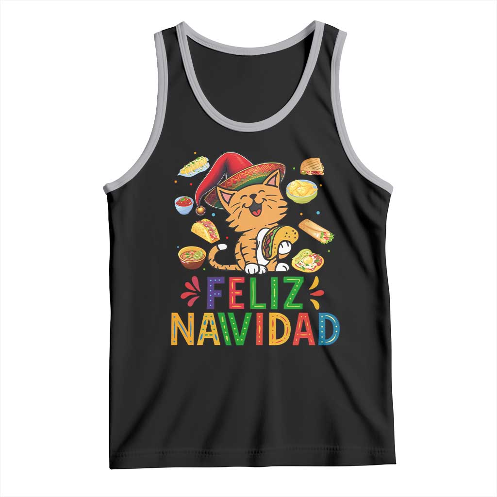 Funny Mexican Cat Christmas Tank Top Feliz Navidad Sombrero Kitty Xmas - Wonder Print Shop