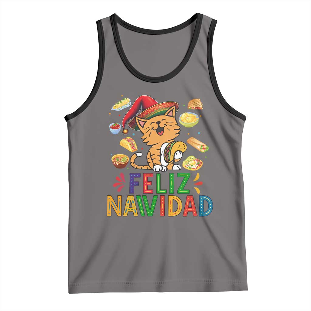 Funny Mexican Cat Christmas Tank Top Feliz Navidad Sombrero Kitty Xmas - Wonder Print Shop