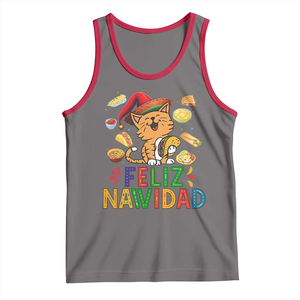 Funny Mexican Cat Christmas Tank Top Feliz Navidad Sombrero Kitty Xmas - Wonder Print Shop