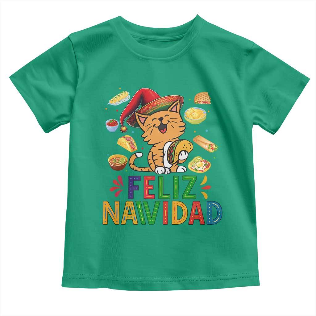 Funny Mexican Cat Christmas Toddler T Shirt Feliz Navidad Sombrero Kitty Xmas - Wonder Print Shop