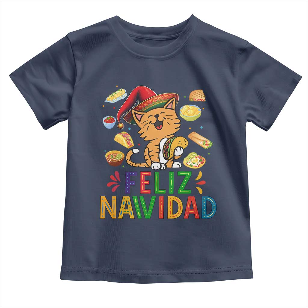Funny Mexican Cat Christmas Toddler T Shirt Feliz Navidad Sombrero Kitty Xmas - Wonder Print Shop