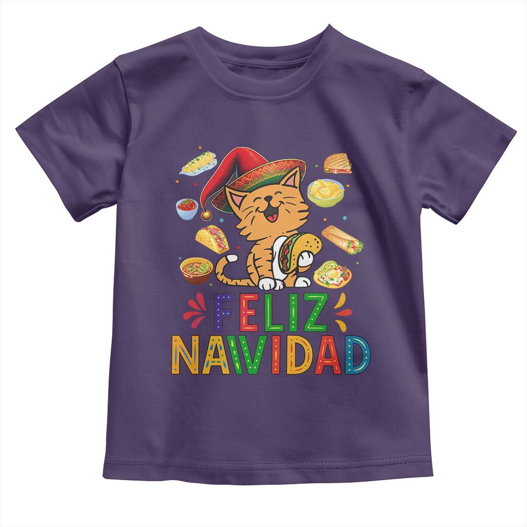 Funny Mexican Cat Christmas Toddler T Shirt Feliz Navidad Sombrero Kitty Xmas - Wonder Print Shop