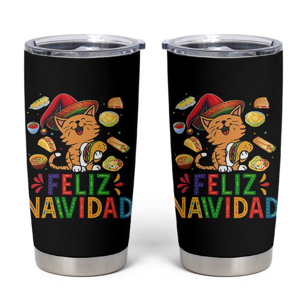 Funny Mexican Cat Christmas Tumbler Cup Feliz Navidad Sombrero Kitty Xmas - Wonder Print Shop