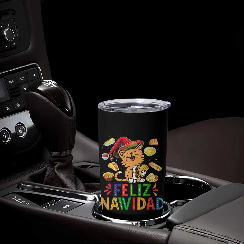 Funny Mexican Cat Christmas Tumbler Cup Feliz Navidad Sombrero Kitty Xmas - Wonder Print Shop