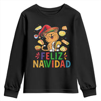 Funny Mexican Cat Christmas Youth Sweatshirt Feliz Navidad Sombrero Kitty Xmas - Wonder Print Shop
