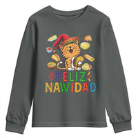 Funny Mexican Cat Christmas Youth Sweatshirt Feliz Navidad Sombrero Kitty Xmas - Wonder Print Shop