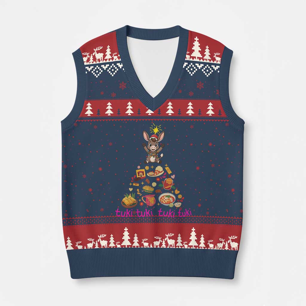 Mi Burrito Sabanero V-Neck Knit Sweater Vest Donkey Mexican Xmas - Wonder Print Shop