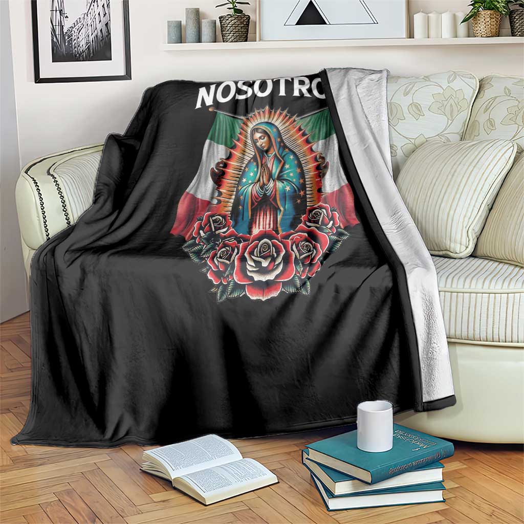 Our Lady of Guadalupe Throw Blanket Virgin Mary Mexican Flag - Wonder Print Shop