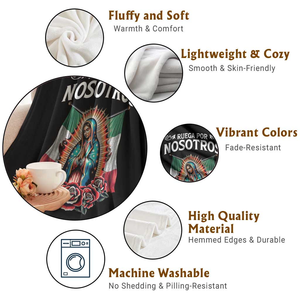 Our Lady of Guadalupe Throw Blanket Virgin Mary Mexican Flag - Wonder Print Shop