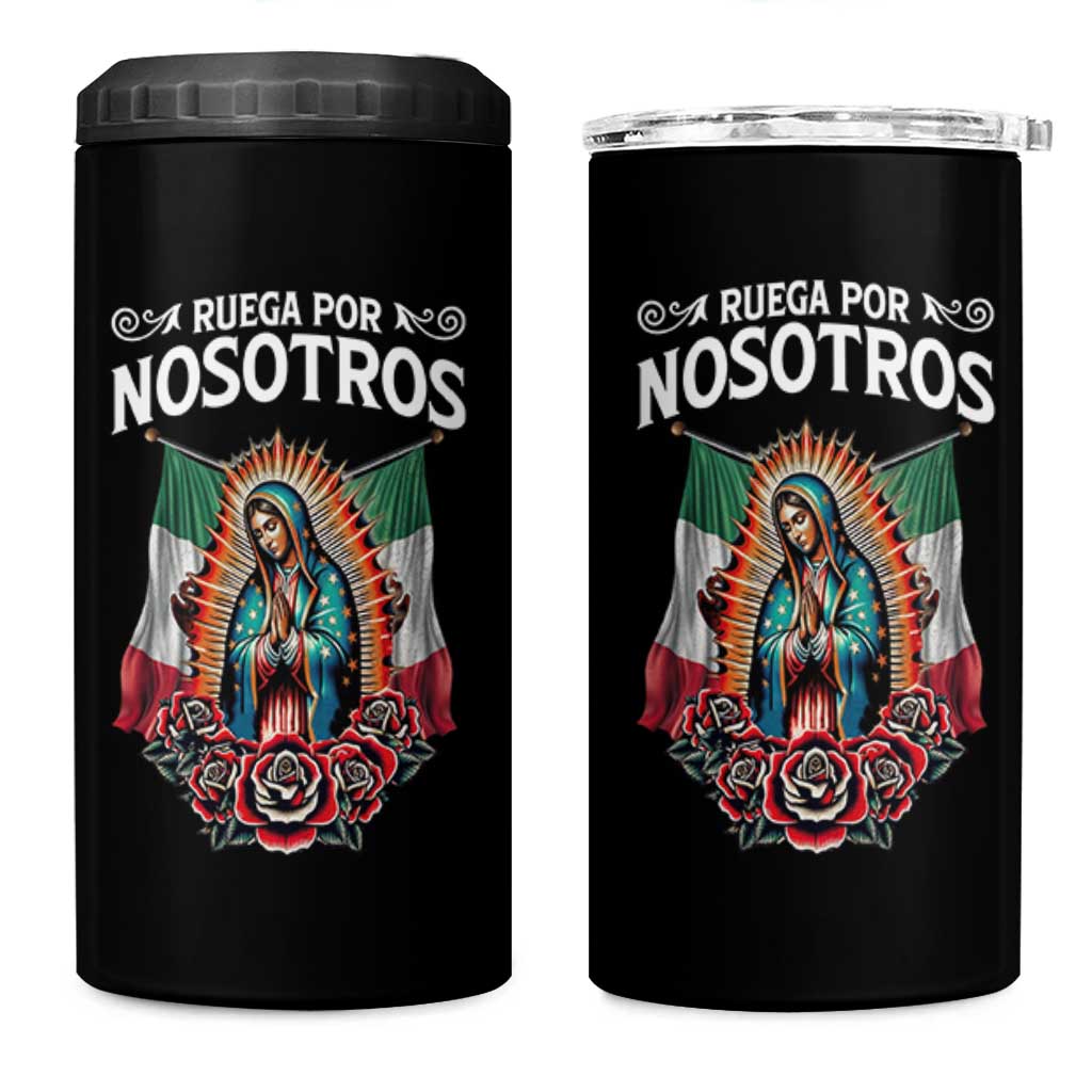 Our Lady of Guadalupe 4 in 1 Can Cooler Tumbler Virgin Mary Mexican Flag - Wonder Print Shop