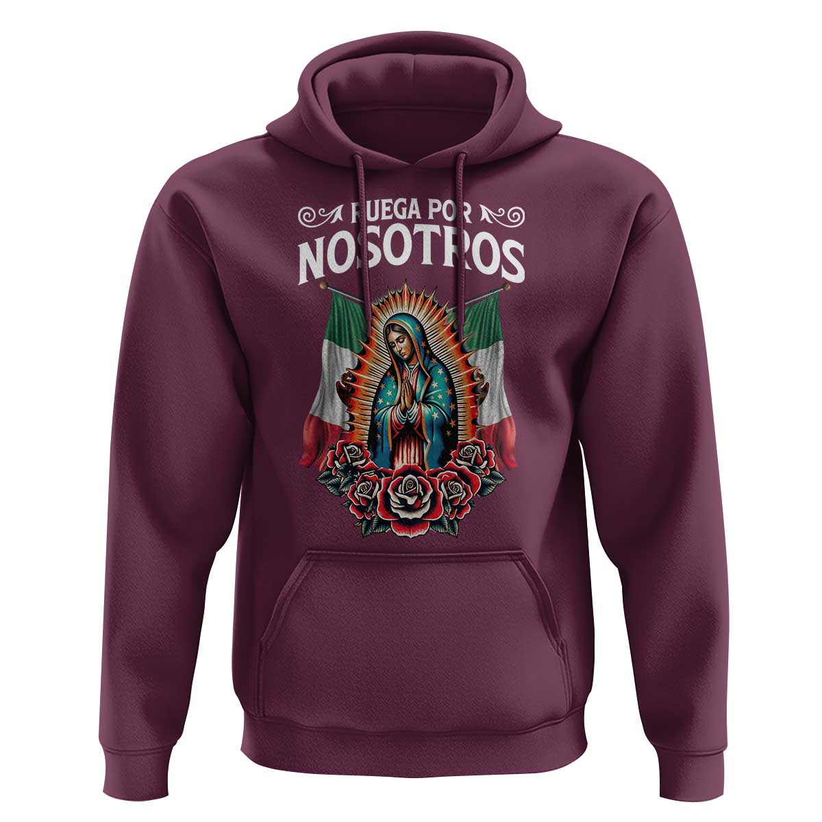 Our Lady of Guadalupe Hoodie Virgin Mary Mexican Flag - Wonder Print Shop