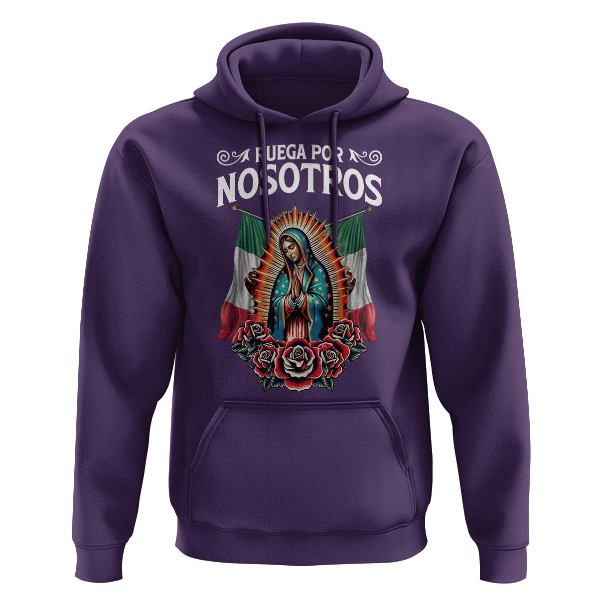 Our Lady of Guadalupe Hoodie Virgin Mary Mexican Flag - Wonder Print Shop