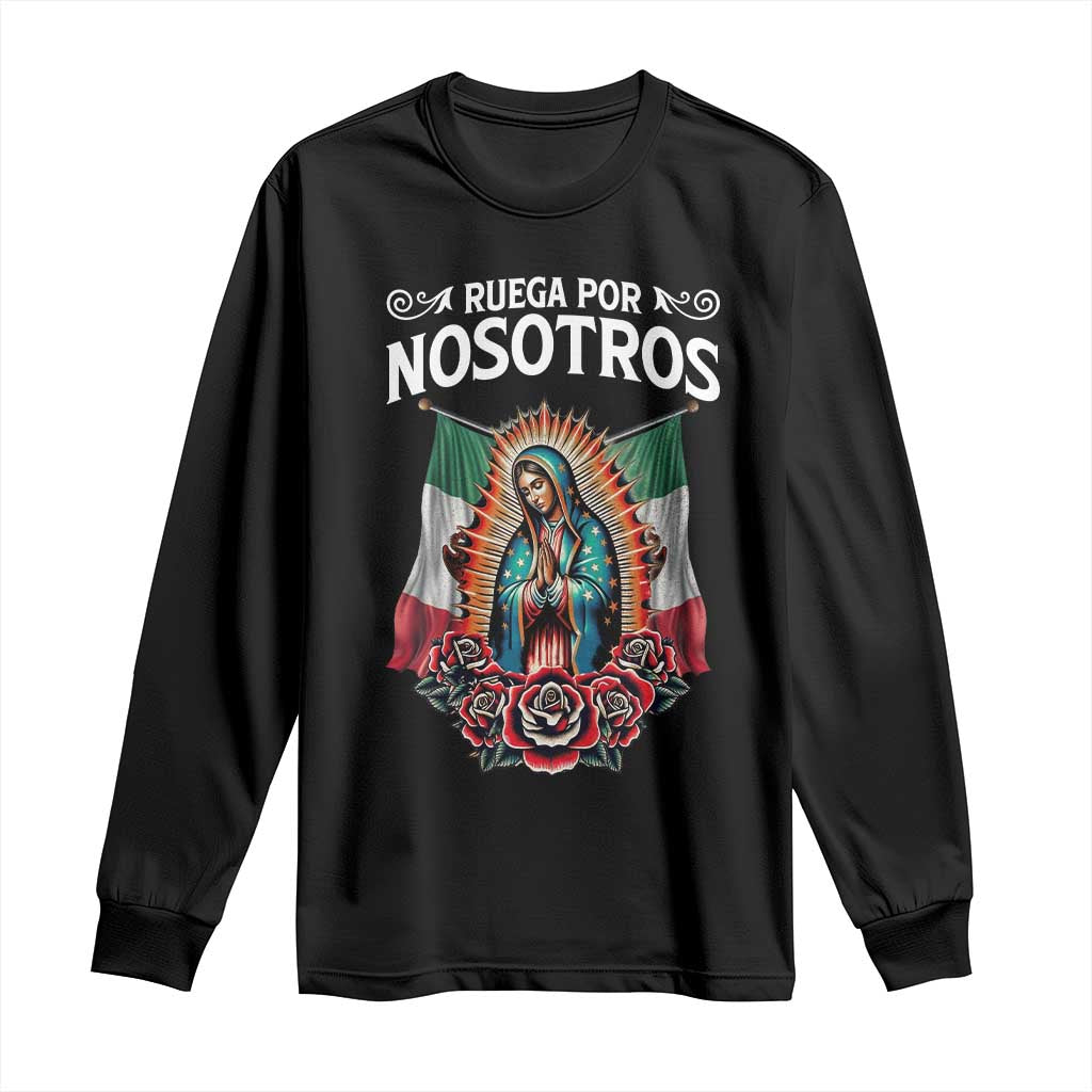Our Lady of Guadalupe Long Sleeve Shirt Virgin Mary Mexican Flag - Wonder Print Shop