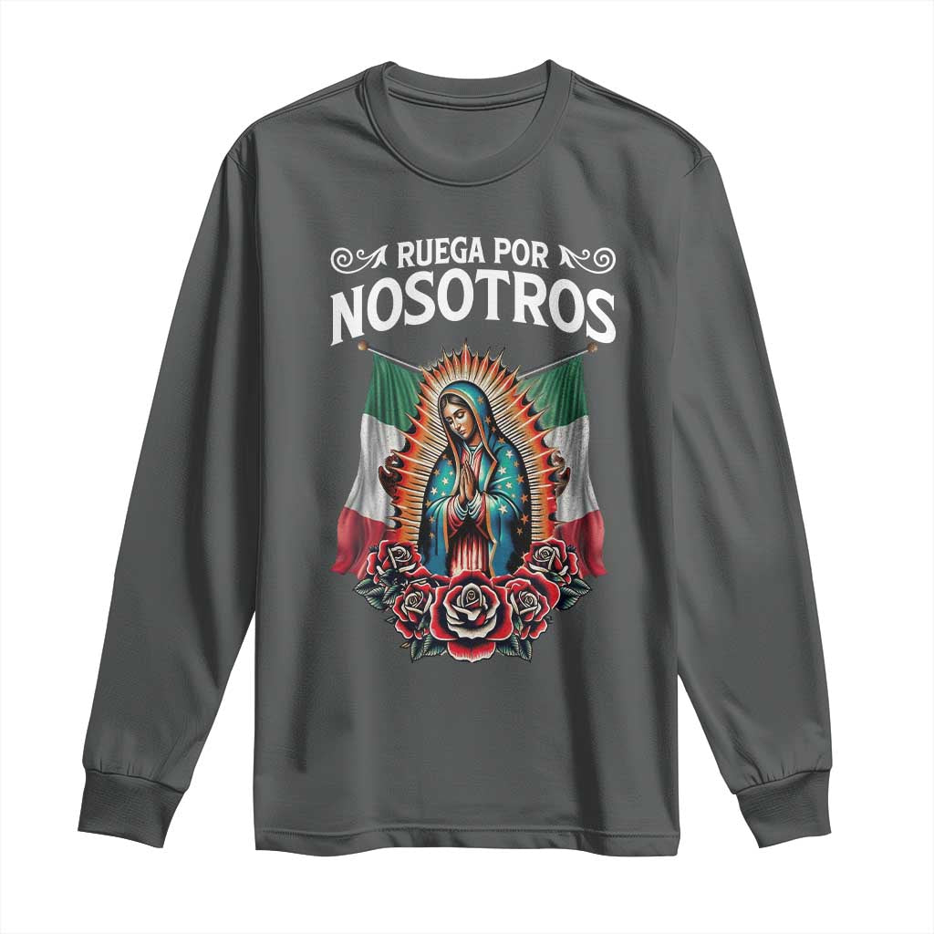 Our Lady of Guadalupe Long Sleeve Shirt Virgin Mary Mexican Flag - Wonder Print Shop