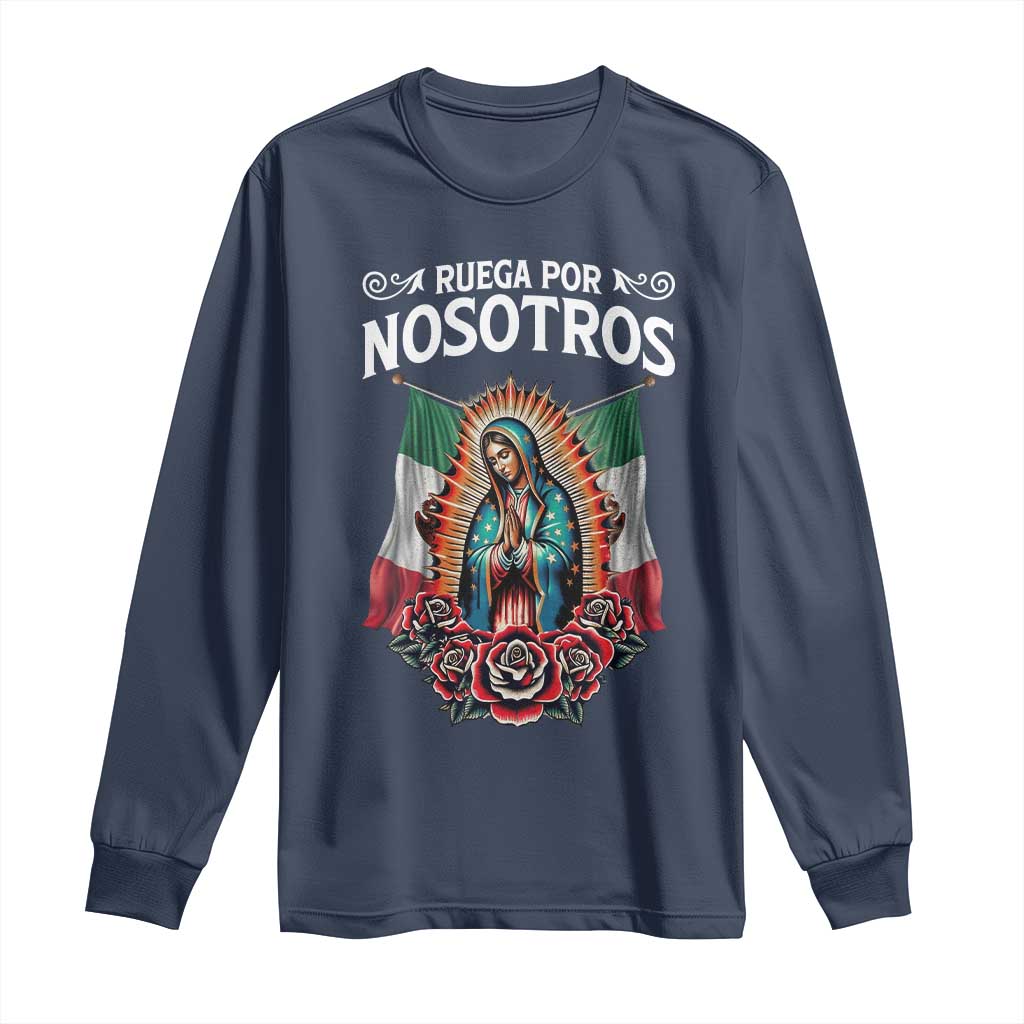 Our Lady of Guadalupe Long Sleeve Shirt Virgin Mary Mexican Flag - Wonder Print Shop