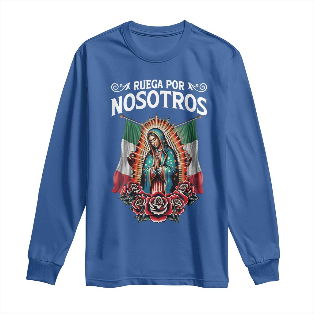 Our Lady of Guadalupe Long Sleeve Shirt Virgin Mary Mexican Flag - Wonder Print Shop
