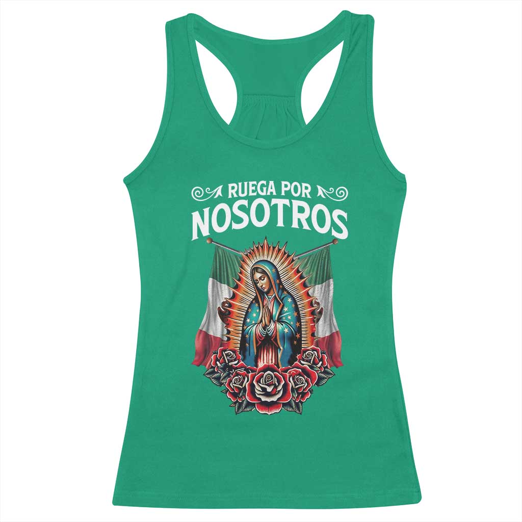 Our Lady of Guadalupe Racerback Tank Top Virgin Mary Mexican Flag - Wonder Print Shop
