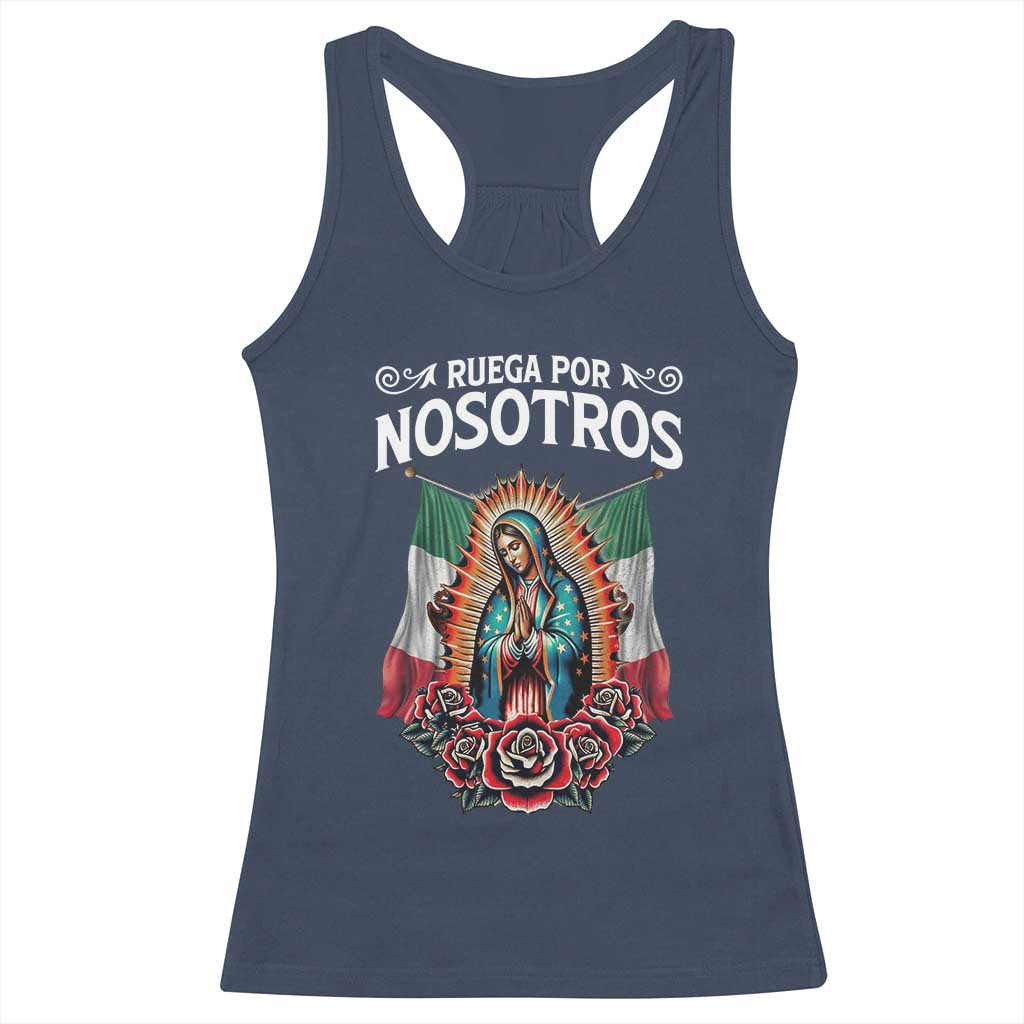 Our Lady of Guadalupe Racerback Tank Top Virgin Mary Mexican Flag - Wonder Print Shop