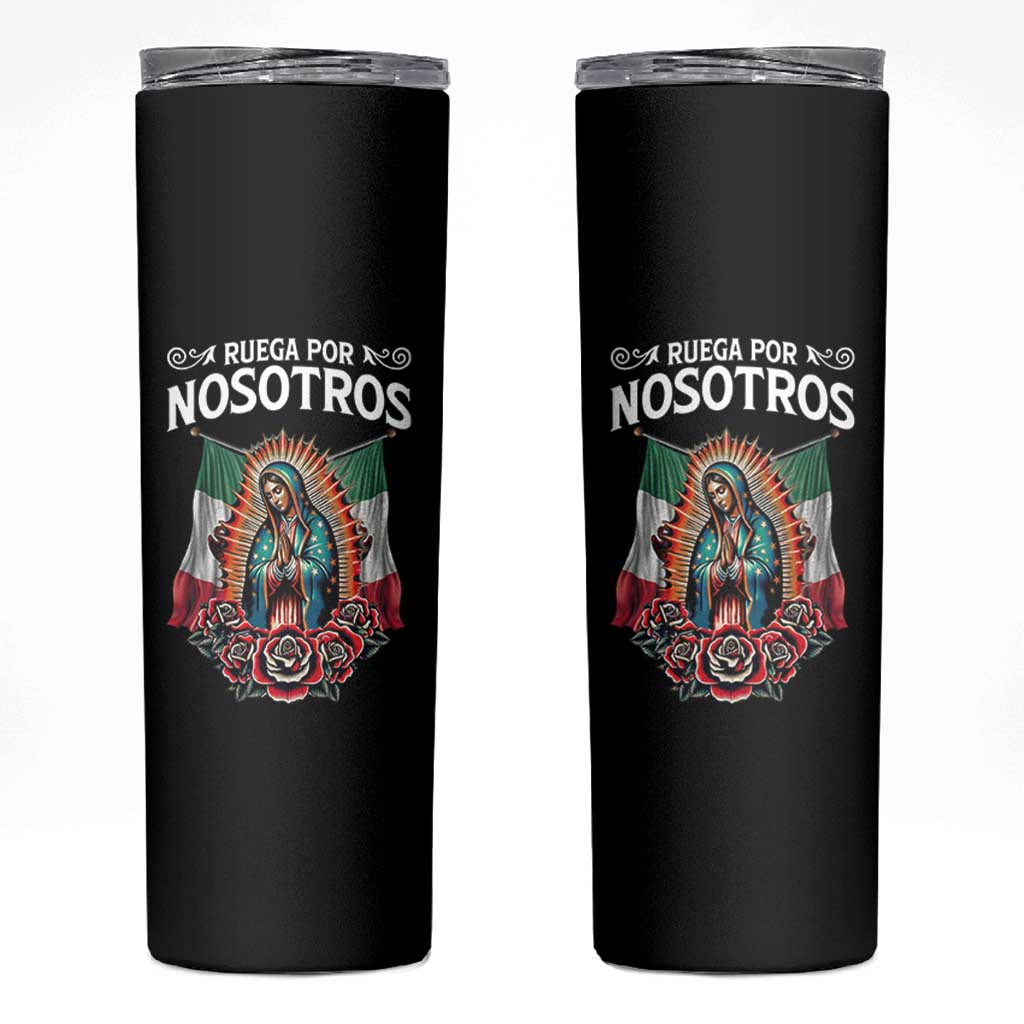 Our Lady of Guadalupe Skinny Tumbler Virgin Mary Mexican Flag - Wonder Print Shop