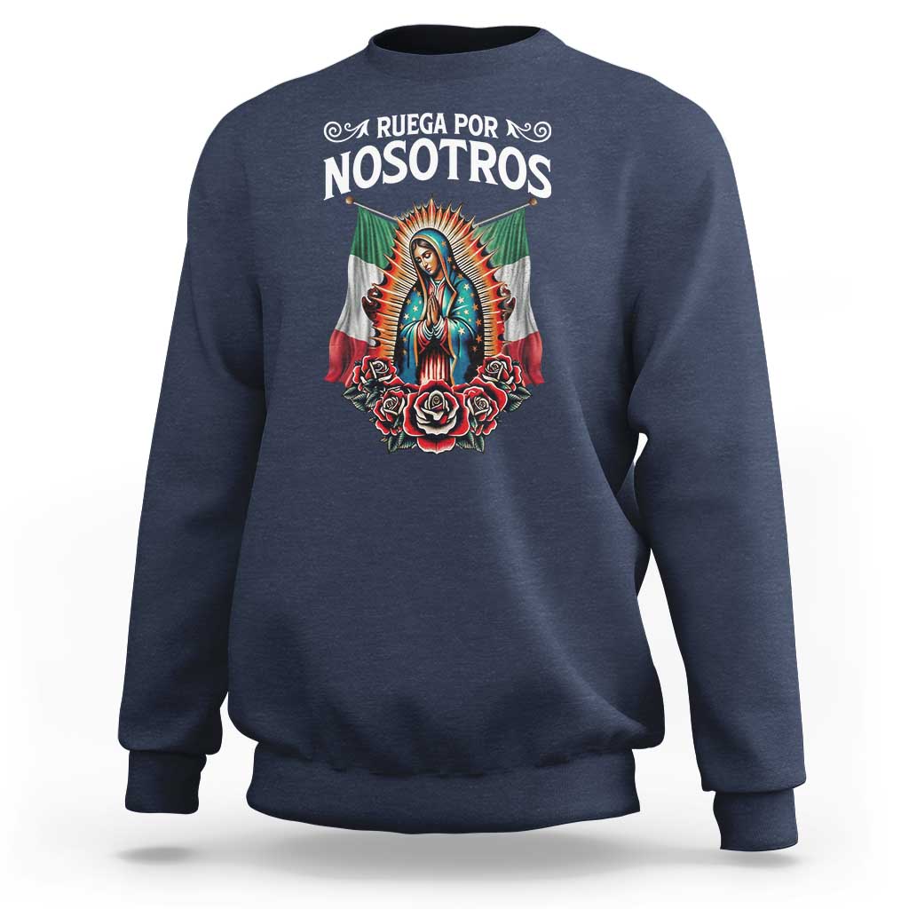Our Lady of Guadalupe Sweatshirt Virgin Mary Mexican Flag - Wonder Print Shop