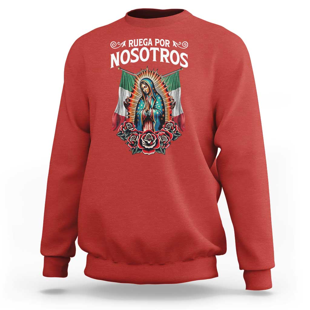 Our Lady of Guadalupe Sweatshirt Virgin Mary Mexican Flag - Wonder Print Shop