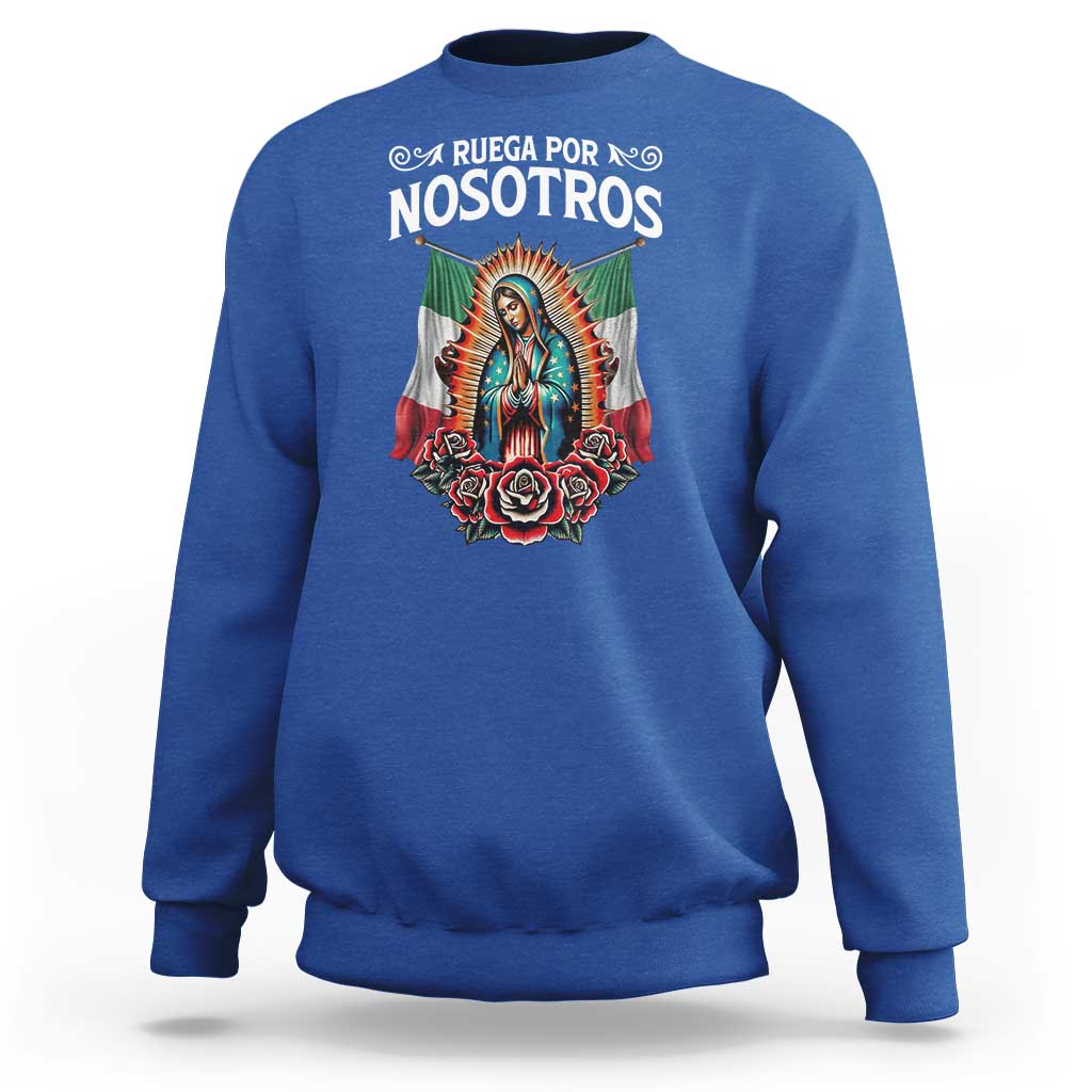 Our Lady of Guadalupe Sweatshirt Virgin Mary Mexican Flag - Wonder Print Shop