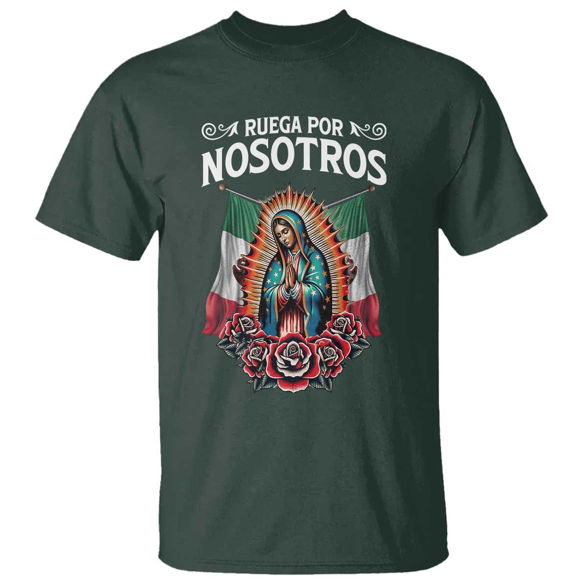 Our Lady of Guadalupe T Shirt Virgin Mary Mexican Flag - Wonder Print Shop