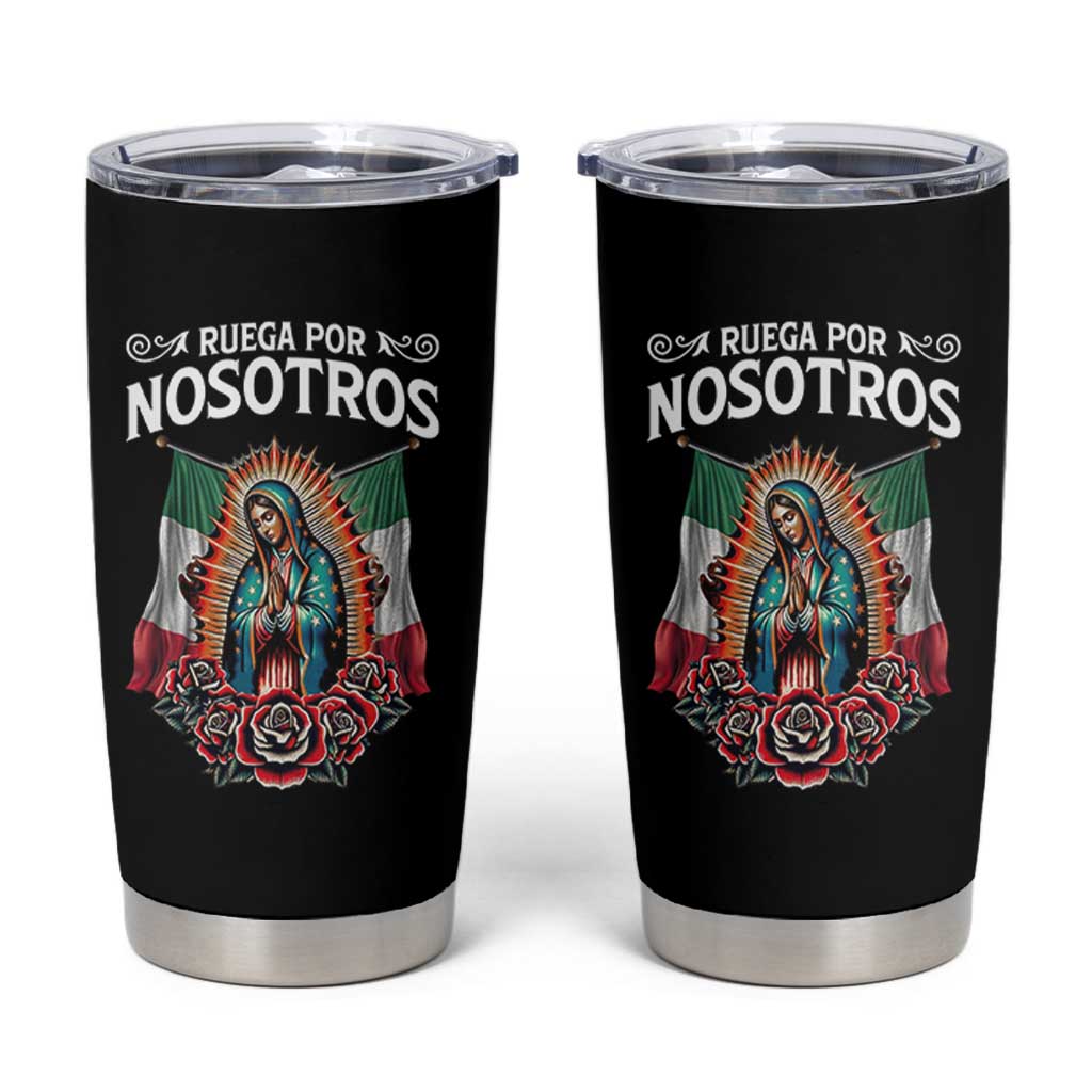 Our Lady of Guadalupe Tumbler Cup Virgin Mary Mexican Flag - Wonder Print Shop