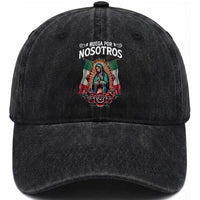 Our Lady of Guadalupe Washed Cotton Baseball Cap Virgin Mary Mexican Flag