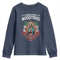 Our Lady of Guadalupe Youth Sweatshirt Virgin Mary Mexican Flag - Wonder Print Shop