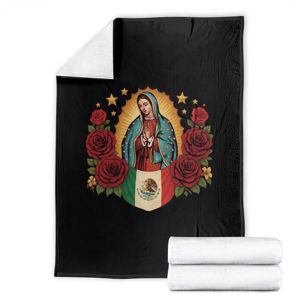 Our Lady of Guadalupe Mexican Flag Throw Blanket - Wonder Print Shop