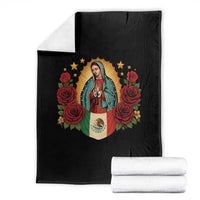Our Lady of Guadalupe Mexican Flag Throw Blanket - Wonder Print Shop