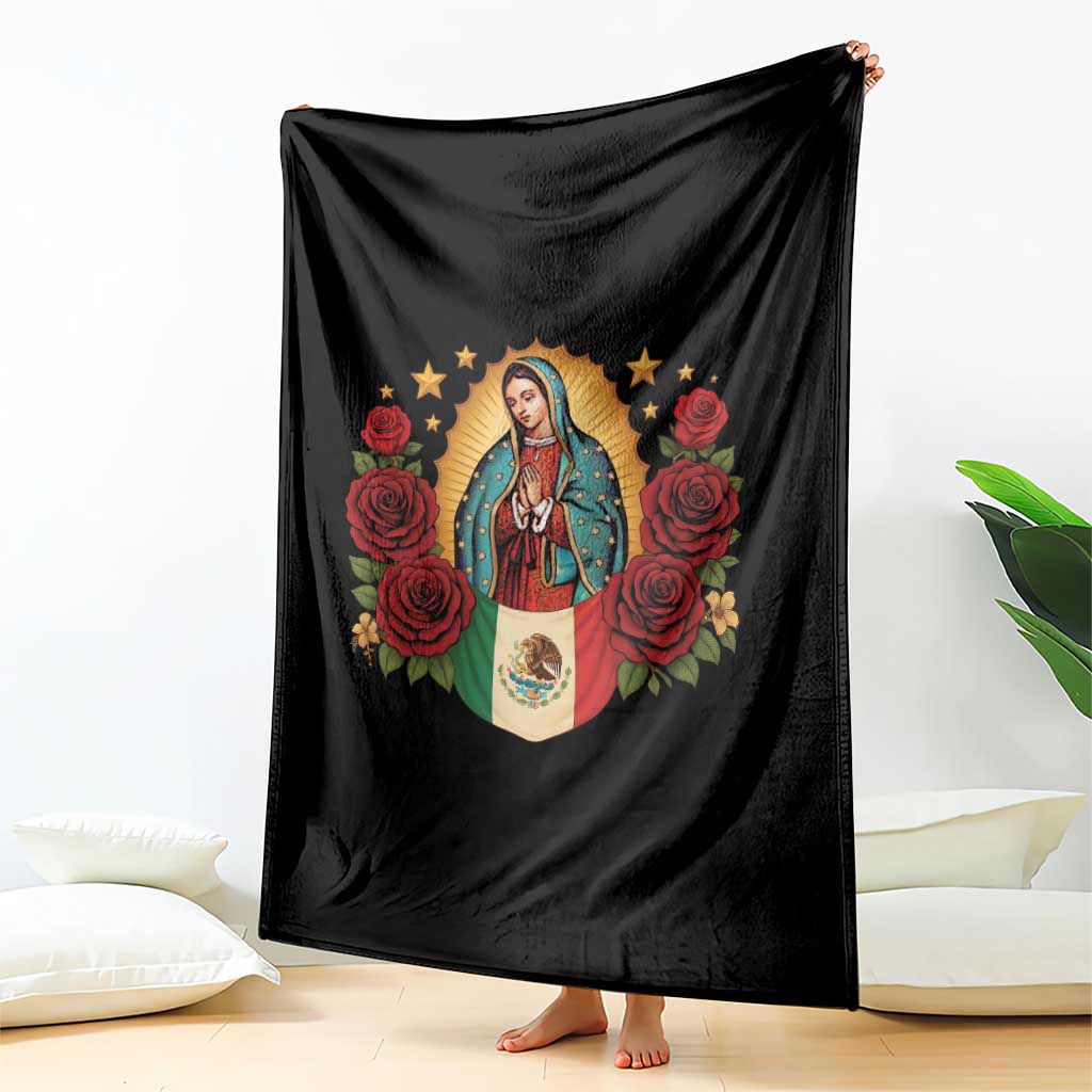 Our Lady of Guadalupe Mexican Flag Throw Blanket - Wonder Print Shop