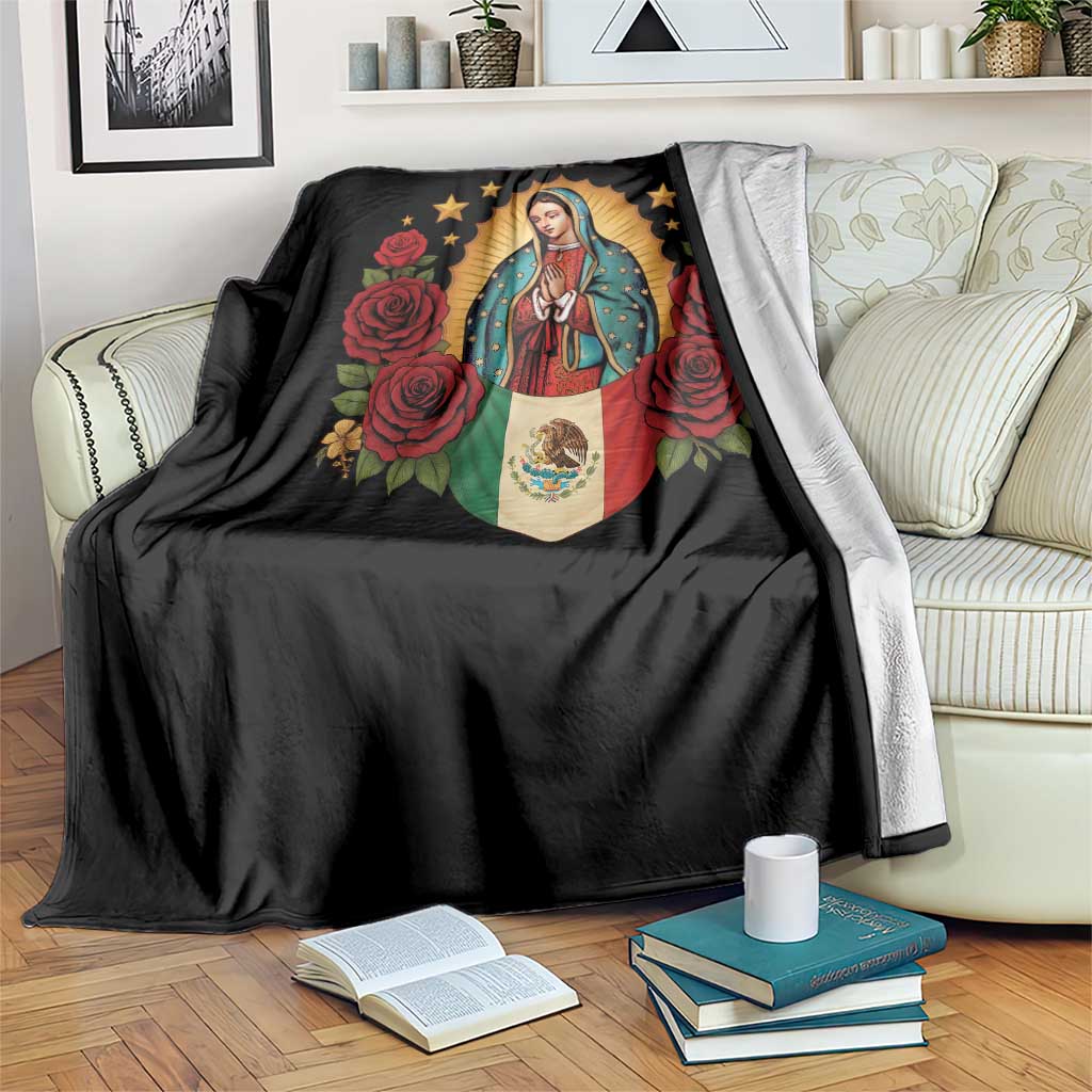 Our Lady of Guadalupe Mexican Flag Throw Blanket - Wonder Print Shop
