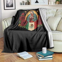 Our Lady of Guadalupe Mexican Flag Throw Blanket - Wonder Print Shop
