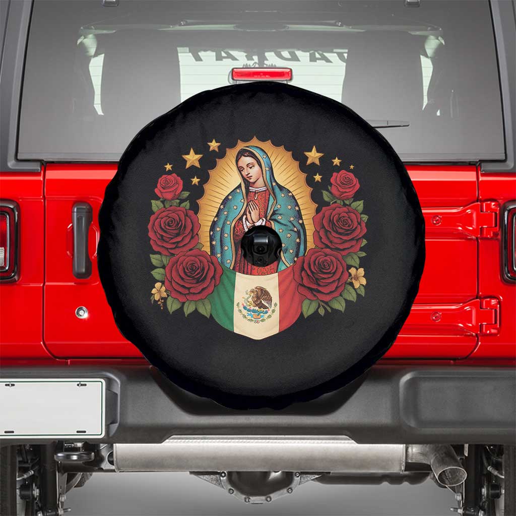 Our Lady of Guadalupe Mexican Flag Spare Tire Cover - Wonder Print Shop