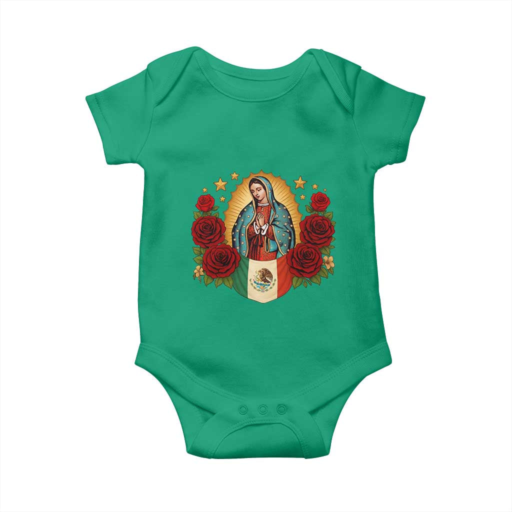 Our Lady of Guadalupe Mexican Flag Baby Onesie - Wonder Print Shop