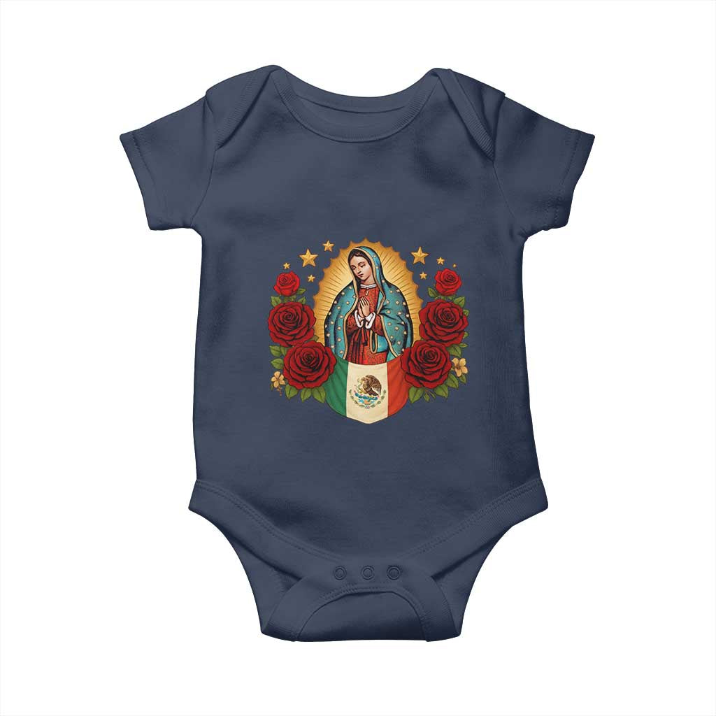 Our Lady of Guadalupe Mexican Flag Baby Onesie - Wonder Print Shop