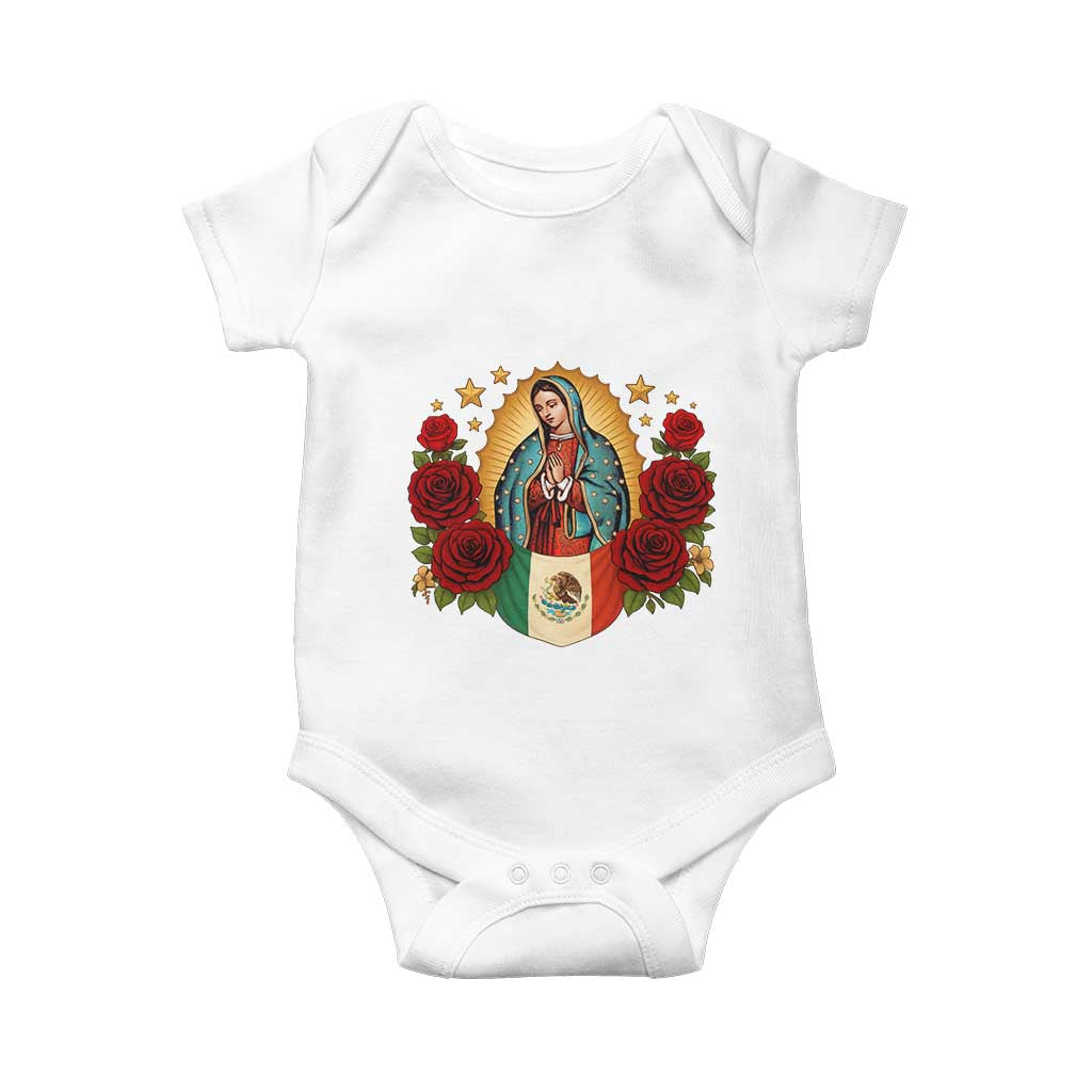 Our Lady of Guadalupe Mexican Flag Baby Onesie - Wonder Print Shop