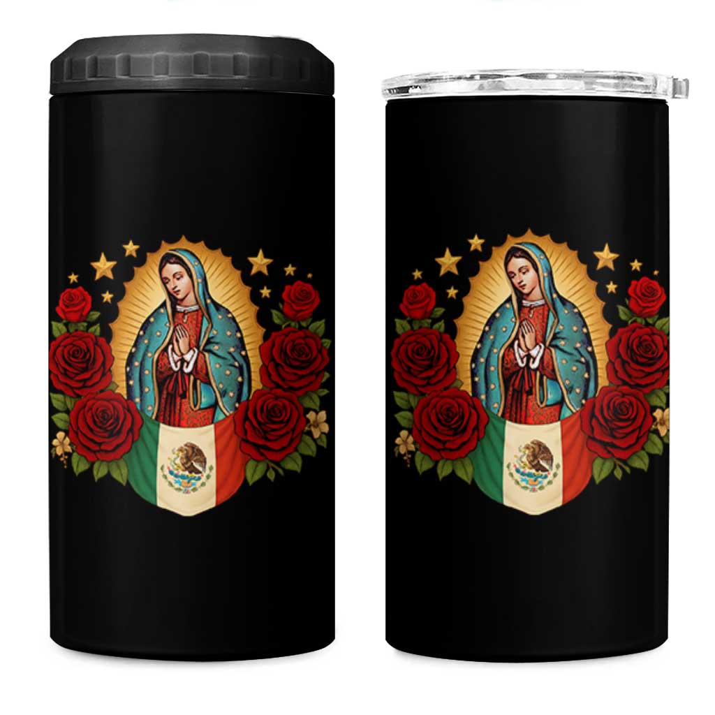 Our Lady of Guadalupe Mexican Flag 4 in 1 Can Cooler Tumbler - Wonder Print Shop