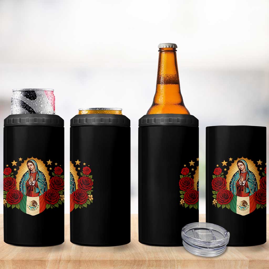 Our Lady of Guadalupe Mexican Flag 4 in 1 Can Cooler Tumbler - Wonder Print Shop