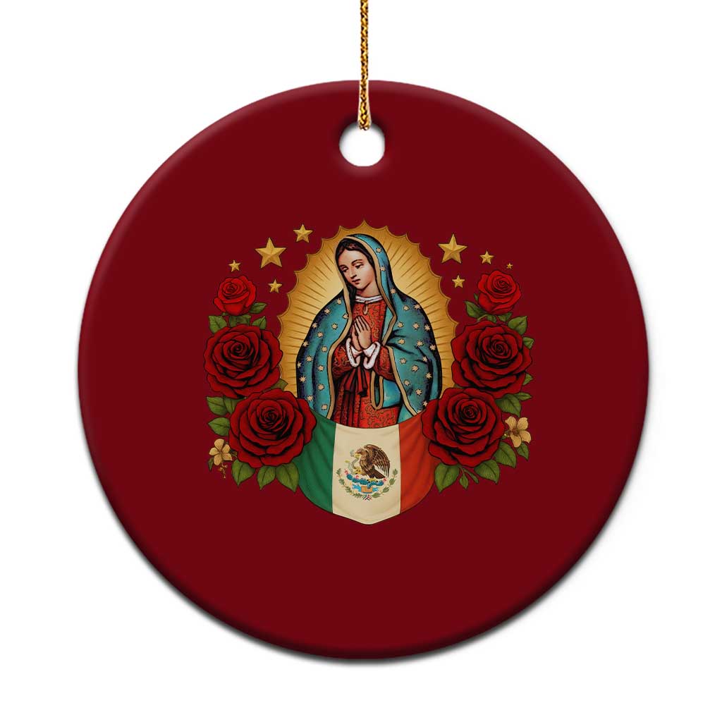 Our Lady of Guadalupe Mexican Flag Ceramic Ornament - Wonder Print Shop