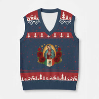 Our Lady of Guadalupe Mexican Flag V-Neck Knit Sweater Vest - Wonder Print Shop