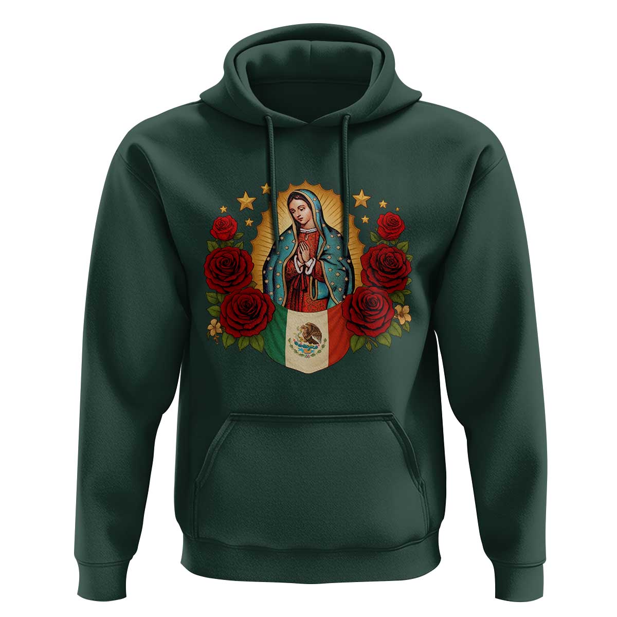 Our Lady of Guadalupe Mexican Flag Hoodie - Wonder Print Shop