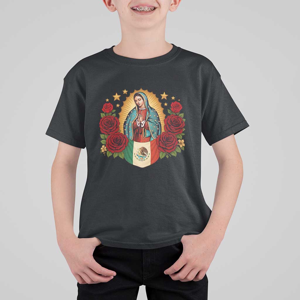 Our Lady of Guadalupe Mexican Flag T Shirt For Kid - Wonder Print Shop